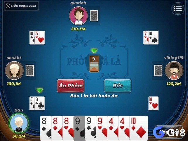 Phỏm 8 được tạo từ bài có sẵn