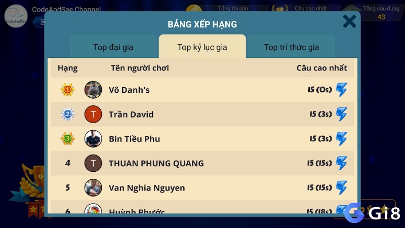 Trả lời đúng nhiều để lên top bảng xếp hạng