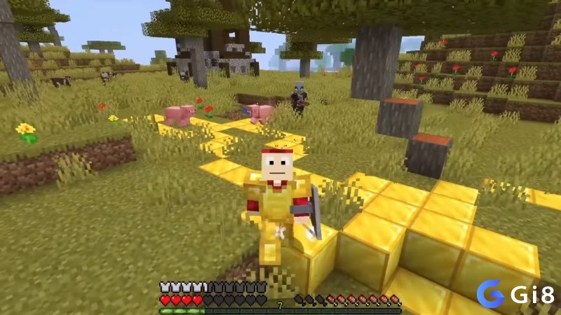 Chế độ sinh tồn Minecraft với tự do sáng tạo và chiến đấu trong thế giới mở.